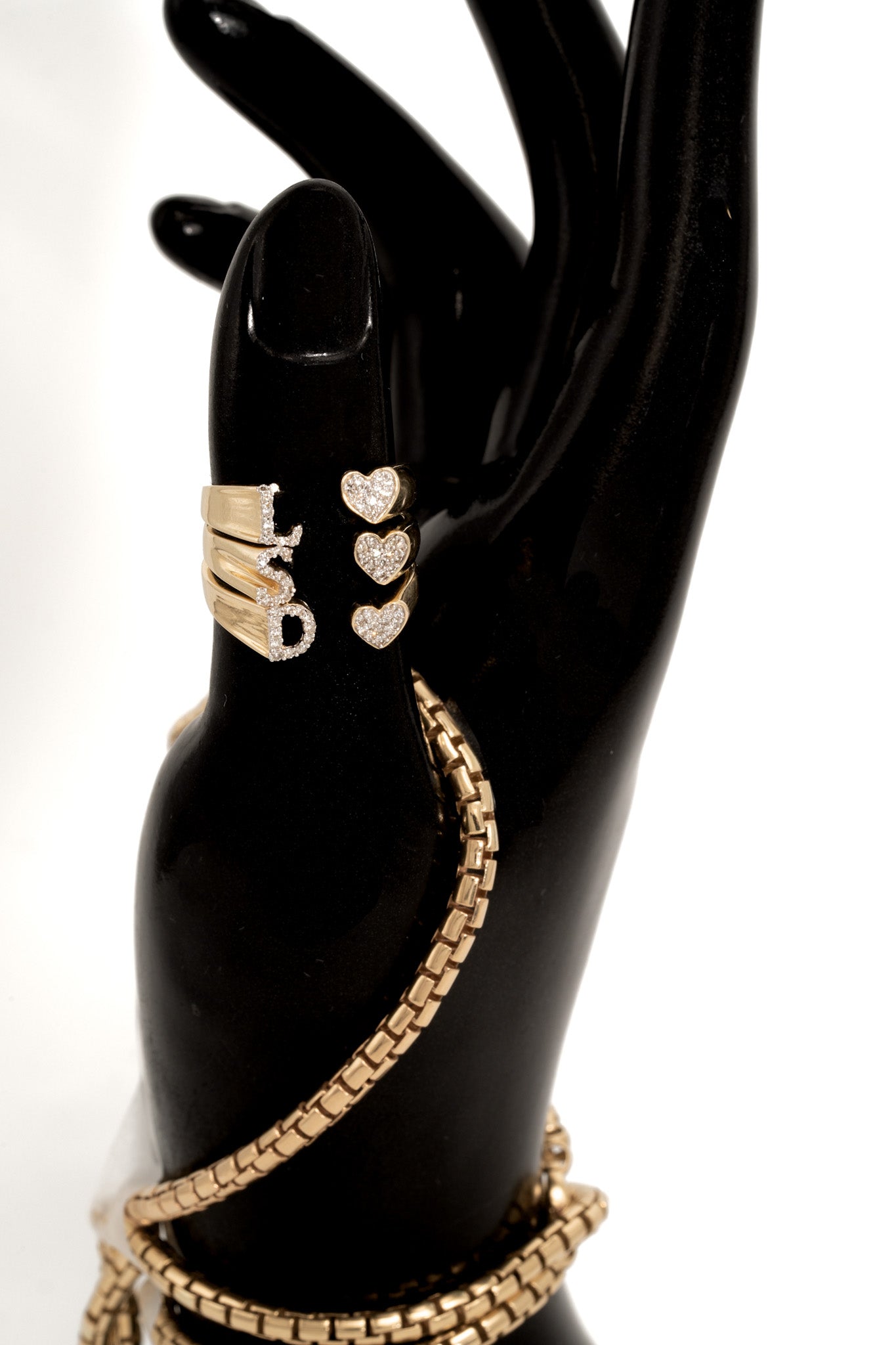 Women letter hearts diamond ring