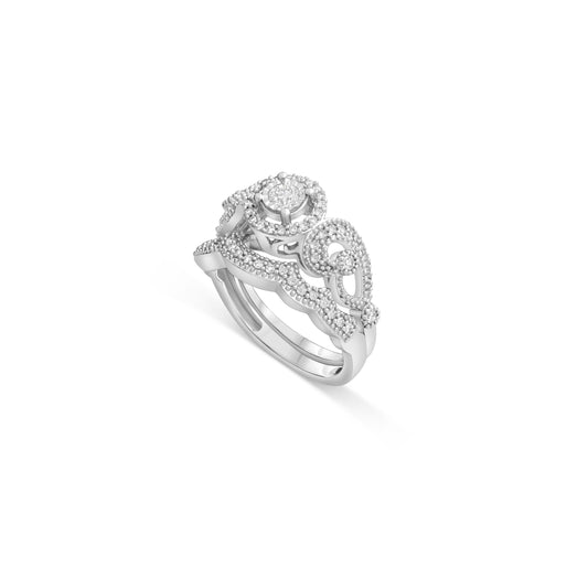 White Gold Vintage-Styled Round Diamond In 14K