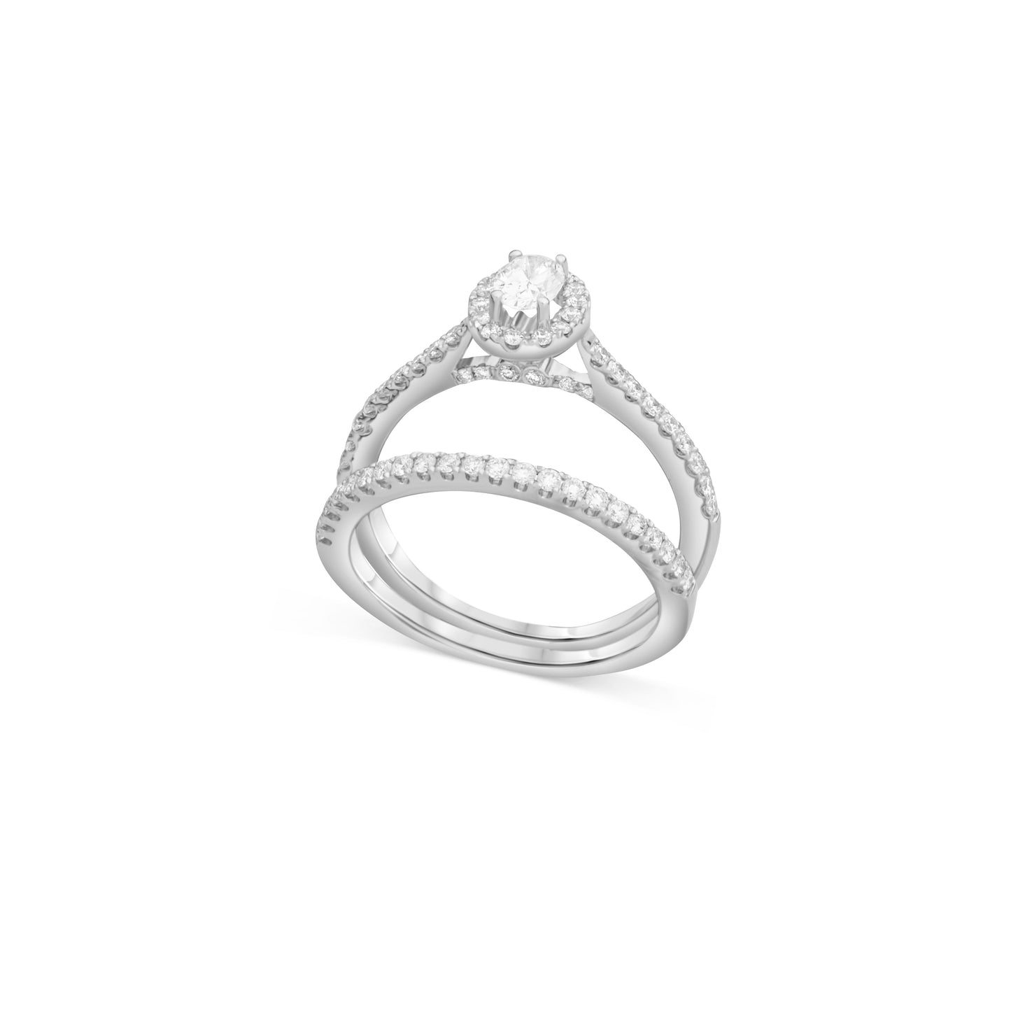 Coval Bridal Sets Single Halo White Gold 14K