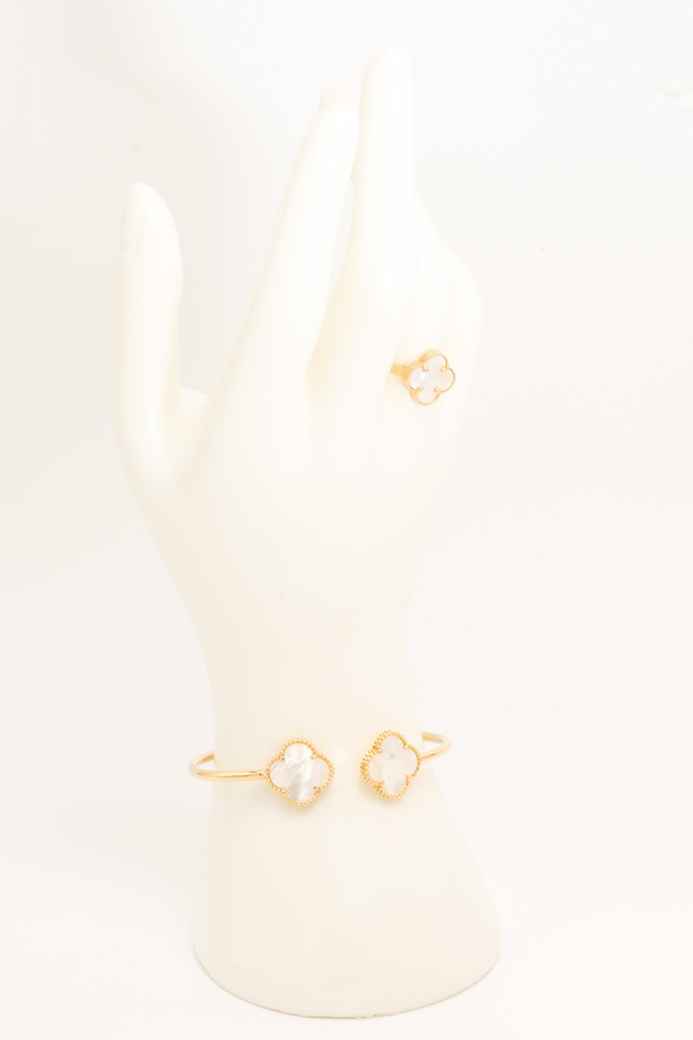 Yellow gold white stone ring