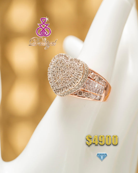 Rose Gold Diamond Ring - Heart Style 43