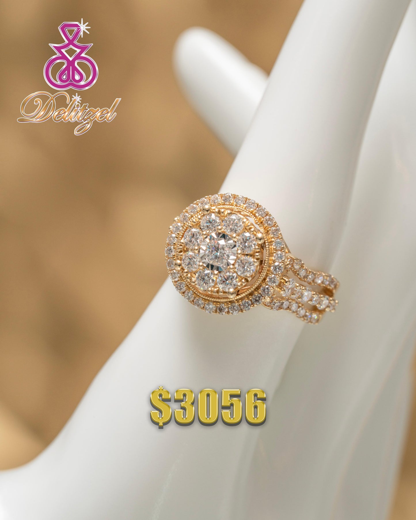 Gold Diamond Ring - Round Style 13