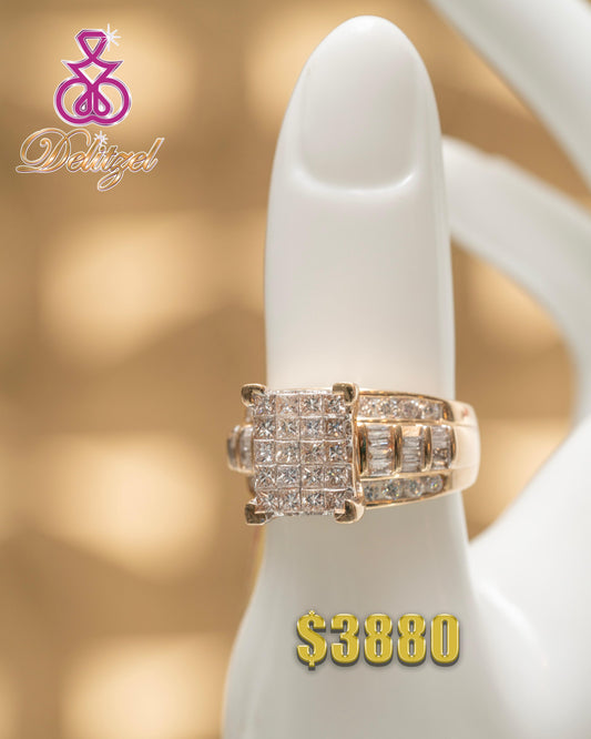 Gold Diamond Ring - Square style 14