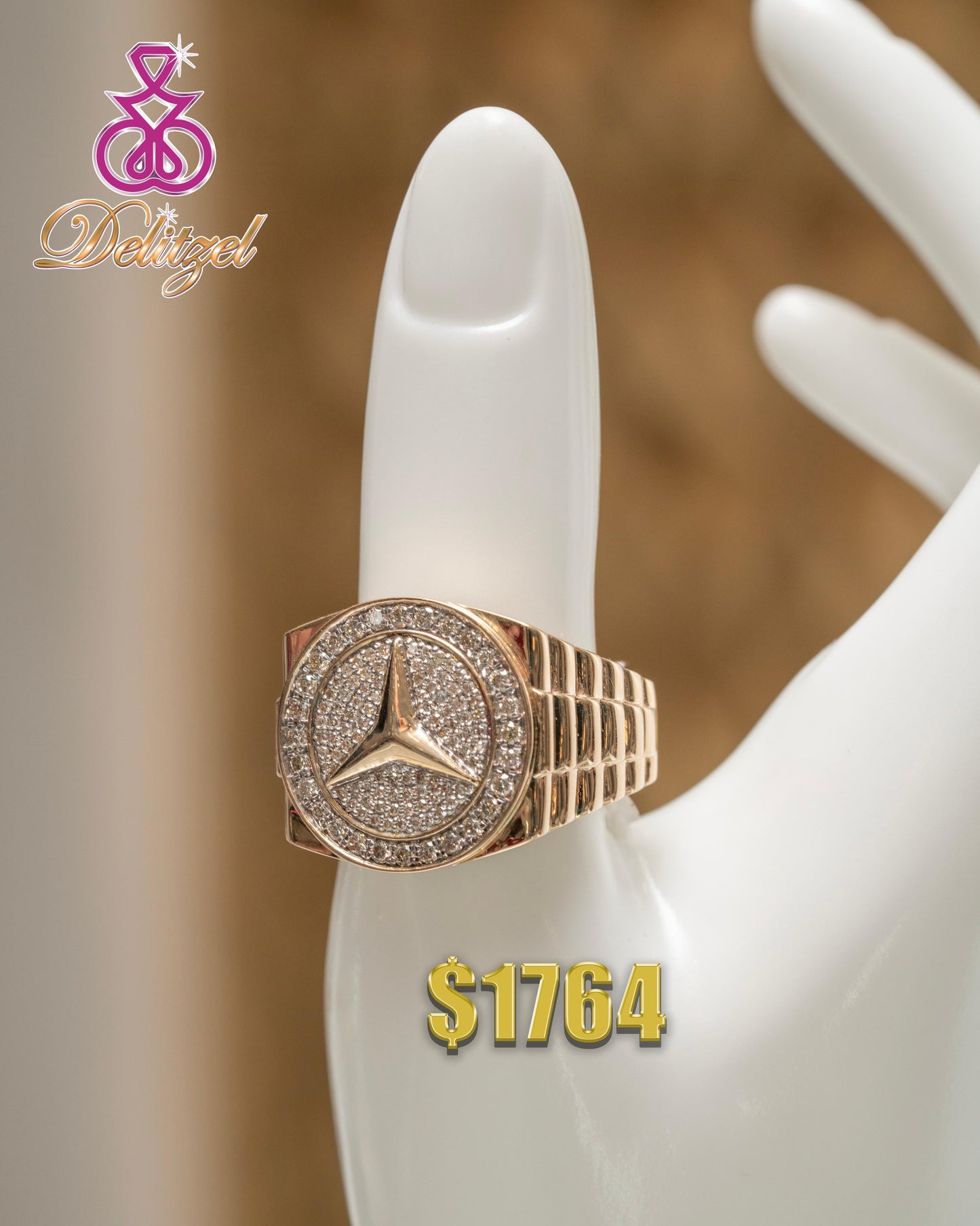 Gold Diamond Ring - Round Style 16