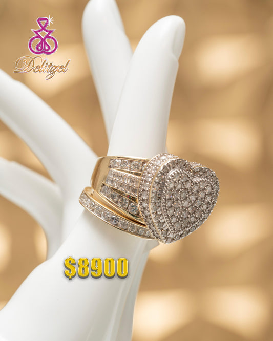 Gold Diamond Heart Ring - Style 17