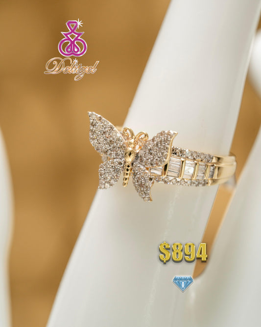 Gold Diamond Ring - Butterfly Style 44