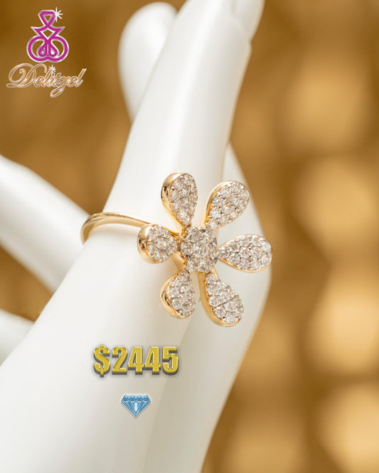 Gold Diamond Ring - Flower Style 50