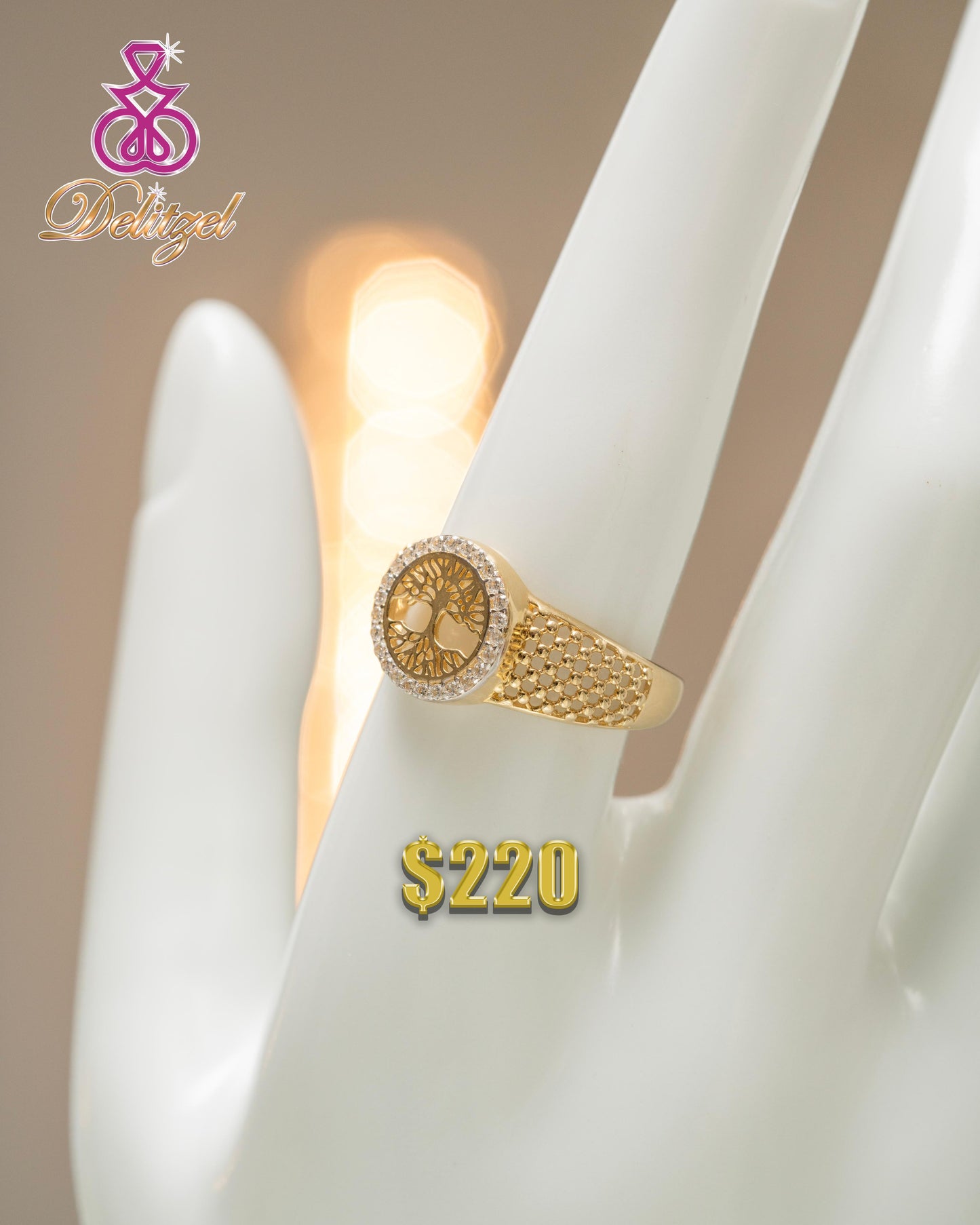 Gold Diamond Ring - Tree design Style 28